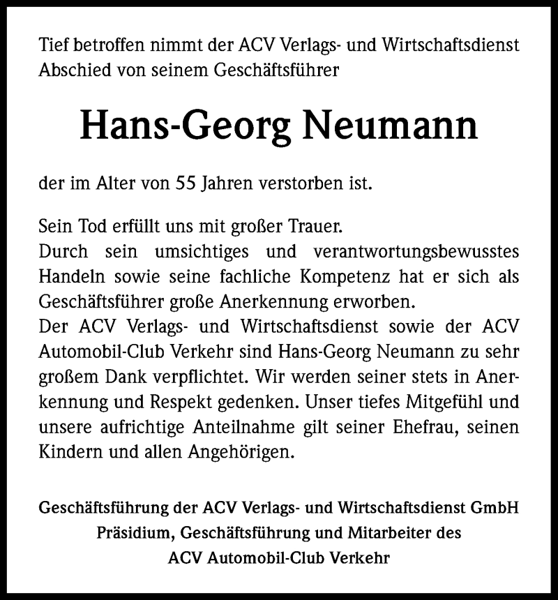  Traueranzeige für Hans-Georg Neumann vom 01.11.2014 aus Kölner Stadt-Anzeiger / Kölnische Rundschau / Express