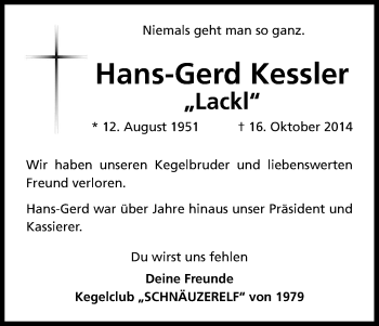 Anzeige von Hans-Gerd Kessler von Kölner Stadt-Anzeiger / Kölnische Rundschau / Express