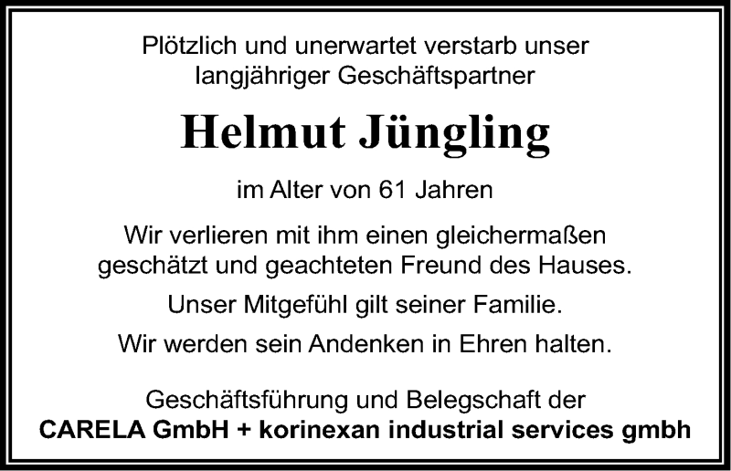  Traueranzeige für Helmut Jüngling vom 06.11.2014 aus Kölner Stadt-Anzeiger / Kölnische Rundschau / Express