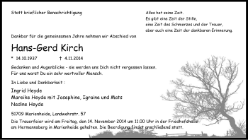 Anzeige von Hans-Gerd Kirch von Kölner Stadt-Anzeiger / Kölnische Rundschau / Express
