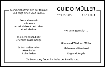 Anzeige von Guido Müller von Kölner Stadt-Anzeiger / Kölnische Rundschau / Express