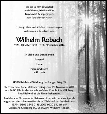 Anzeige von Wilhelm Robach von Kölner Stadt-Anzeiger / Kölnische Rundschau / Express