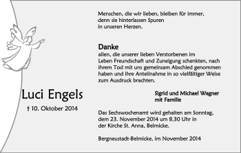 Anzeige von Lucia Engels von Kölner Stadt-Anzeiger / Kölnische Rundschau / Express