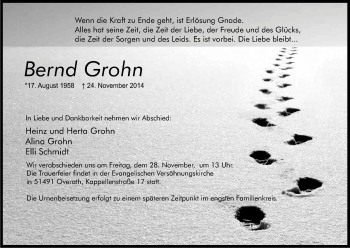 Anzeige von Bernd Grohn von Kölner Stadt-Anzeiger / Kölnische Rundschau / Express