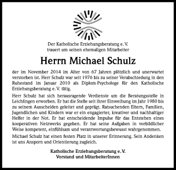 Anzeige von Michael Schulz von Kölner Stadt-Anzeiger / Kölnische Rundschau / Express