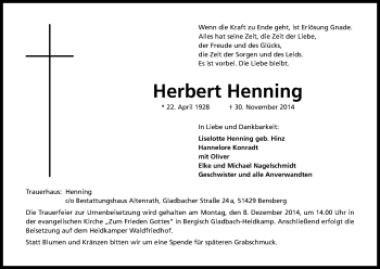 Anzeige von Herbert Henning von Kölner Stadt-Anzeiger / Kölnische Rundschau / Express