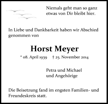 Anzeige von Horst Meyer von Kölner Stadt-Anzeiger / Kölnische Rundschau / Express