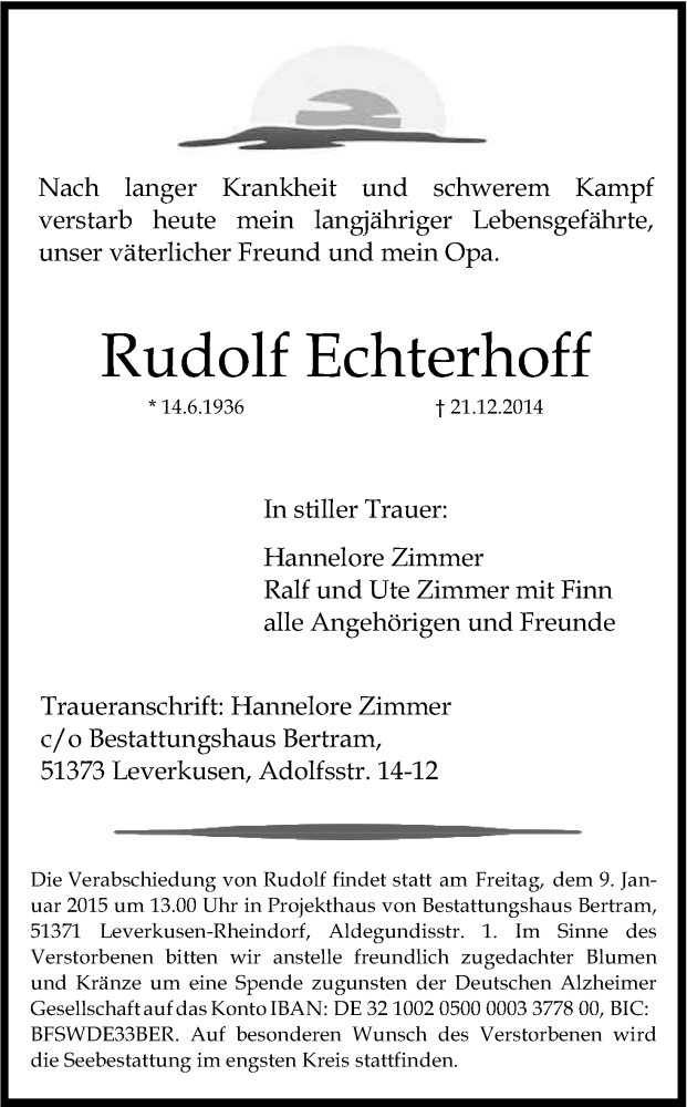  Traueranzeige für Rudolf Echterhoff vom 03.01.2015 aus Kölner Stadt-Anzeiger / Kölnische Rundschau / Express