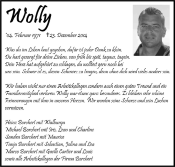 Anzeige von Wolly  von Kölner Stadt-Anzeiger / Kölnische Rundschau / Express