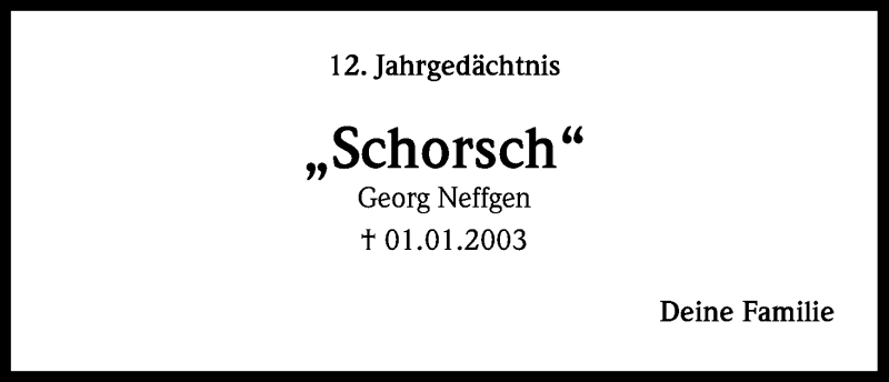  Traueranzeige für Georg Neffgen vom 31.12.2014 aus Kölner Stadt-Anzeiger / Kölnische Rundschau / Express