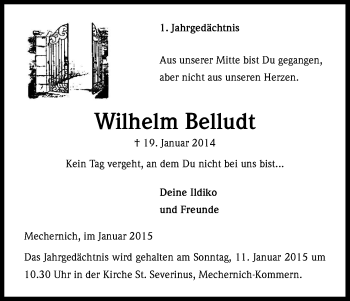 Anzeige von Wilhelm Belludt von Kölner Stadt-Anzeiger / Kölnische Rundschau / Express