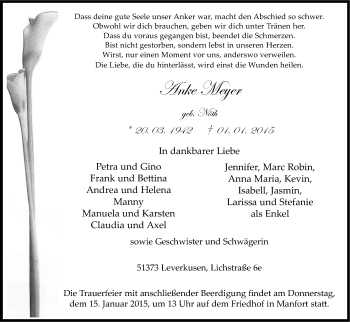 Anzeige von Anke Meyer von Kölner Stadt-Anzeiger / Kölnische Rundschau / Express