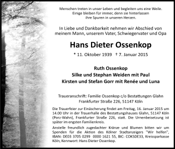 Anzeige von Hans Dieter Ossenkop von Kölner Stadt-Anzeiger / Kölnische Rundschau / Express