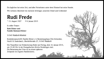 Anzeige von Rudi Frede von Kölner Stadt-Anzeiger / Kölnische Rundschau / Express