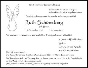 Anzeige von Kuth Schöneberg von Kölner Stadt-Anzeiger / Kölnische Rundschau / Express