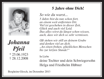 Anzeige von Johanna Pfeil von Werbepost 