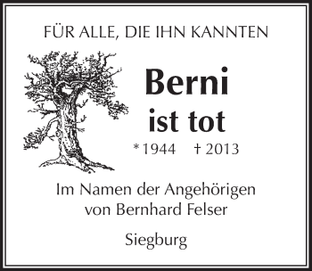 Anzeige von Berni  von Extra Blatt 