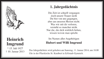 Anzeige von Heinrich Imgrund von  Werbepost 