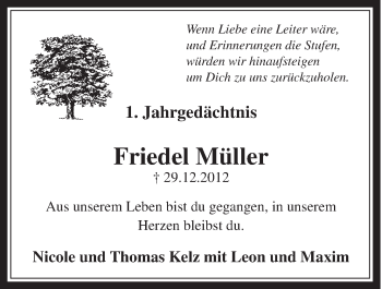 Anzeige von Friedel Müller von Schaufenster/Blickpunkt 