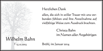 Anzeige von Wilhelm Bahn von  Schlossbote/Werbekurier 