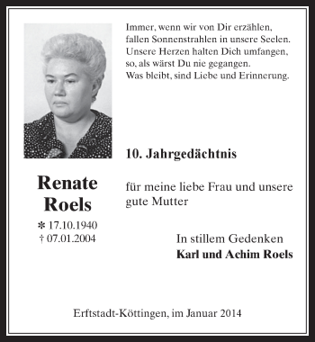 Anzeige von Renate Roels von  Werbepost 