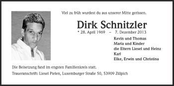 Anzeige von Dirk Schnitzler von Blickpunkt Euskirchen 