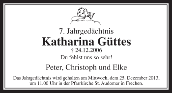Anzeige von Katharina Güttes von Wochenende 