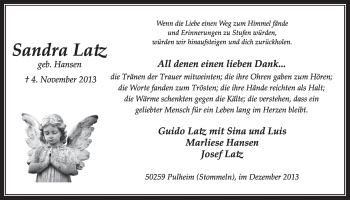 Anzeige von Sandra Latz von Sonntags-Post