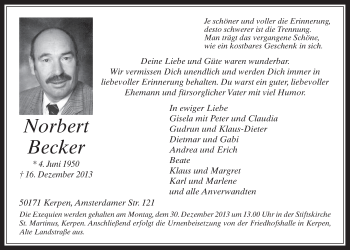 Anzeige von Norbert Becker von Werbepost 
