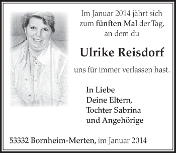 Anzeige von Ulrike Reisdorf von Schlossbote/Werbekurier 