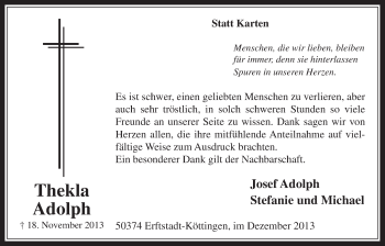 Anzeige von Thekla Adolph von Werbepost 