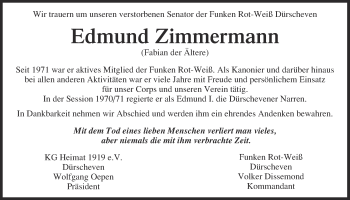 Anzeige von Edmund Zimmermann von Blickpunkt Euskirchen 
