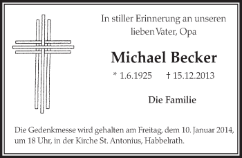 Anzeige von Michael Becker von Sonntags-Post
