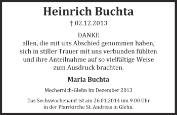 Anzeige von Heinrich Buchta von Blickpunkt Euskirchen 