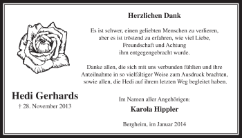 Anzeige von Hedi Gerhards von  Werbepost 