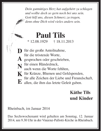 Anzeige von Paul Tils von  Schaufenster/Blickpunkt 