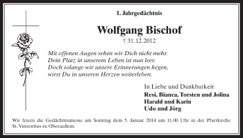 Anzeige von Wolfgang Bischof von Werbepost 