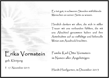 Anzeige von Erika Vormstein von Anzeigen Echo 