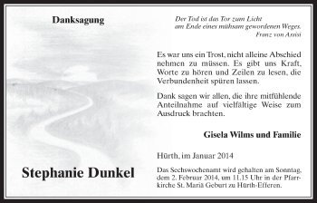 Anzeige von Stephanie Dunkel von  Wochenende 