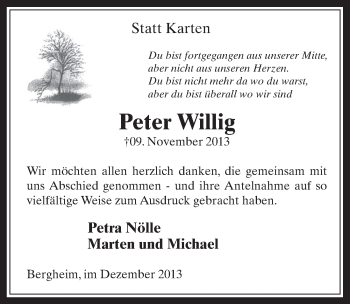 Anzeige von Peter Willig von Werbepost 