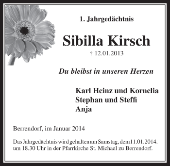 Anzeige von Sibilla Kirsch von  Werbepost 