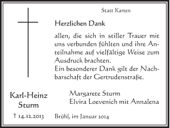 Anzeige von Karl-Heinz Sturm von  Schlossbote/Werbekurier 