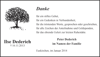 Anzeige von Ilse Dederich von Blickpunkt Euskirchen 