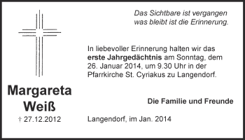 Anzeige von Margareta Weiß von  Blickpunkt Euskirchen 