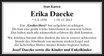 Anzeige von Erika Daecke von  Werbepost 