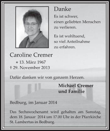 Anzeige von Caroline Cremer von  Werbepost 