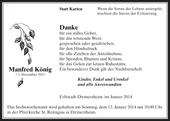 Anzeige von Manfred König von  Werbepost 