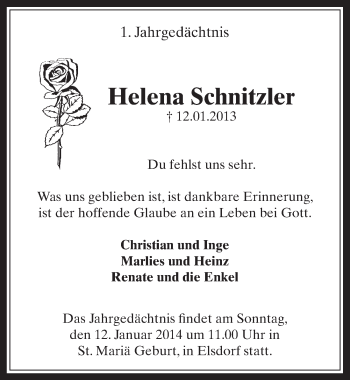 Anzeige von Helena Schnitzler von  Werbepost 