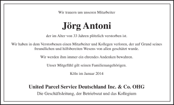 Anzeige von Jörg Antoni von  Extra Blatt 