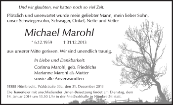 Anzeige von Michael Marohl von  Lokalanzeiger 